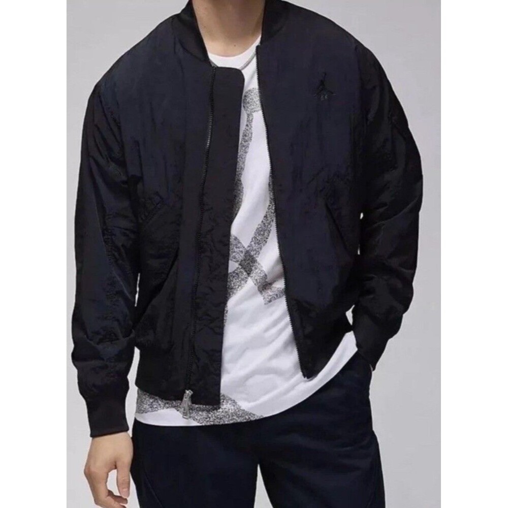 Nike Mens  Air Jordan Renegade Bomber Jacket Black Cotton Blend Sz L